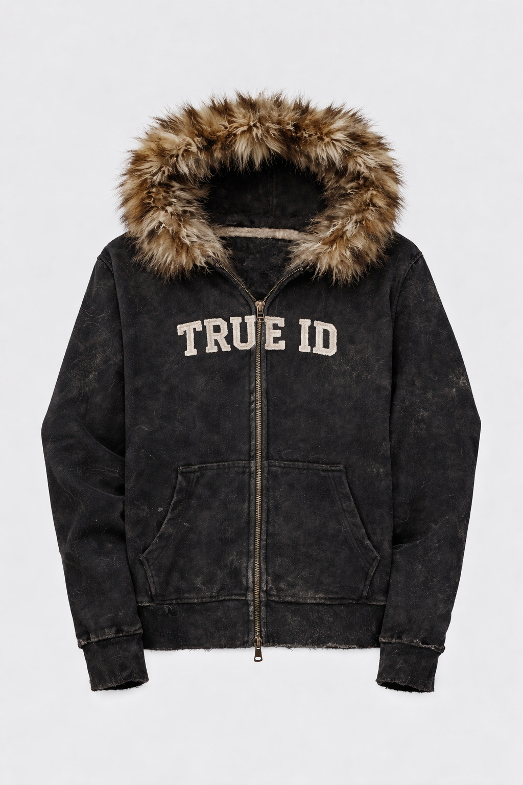 TRUE IDENTITY fur hoodie zip up