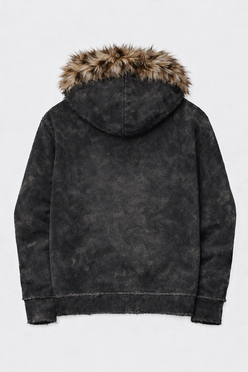 TRUE IDENTITY fur hoodie zip up