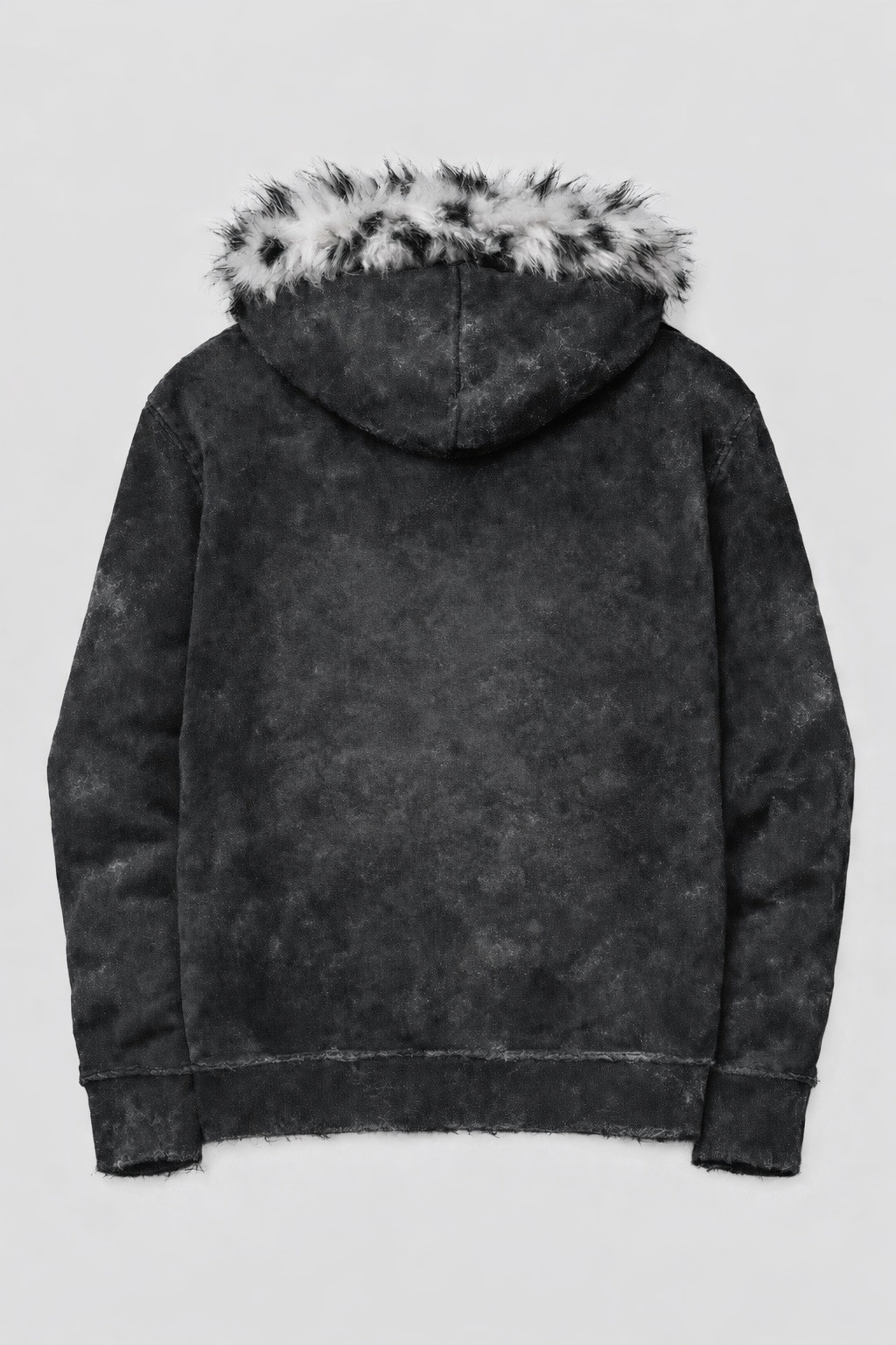 TRUE IDENTITY White fur zip hoodie